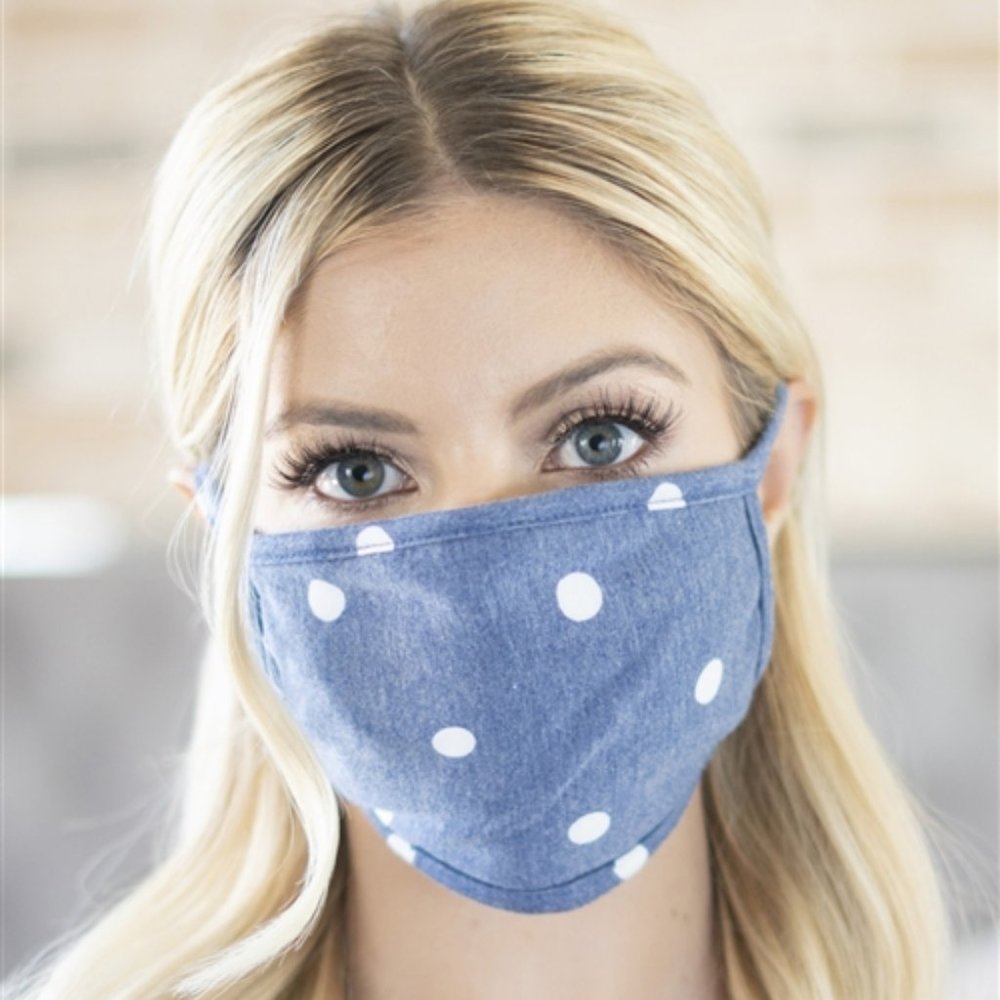 2 for $20! BLUE DOTTED FACE MASK